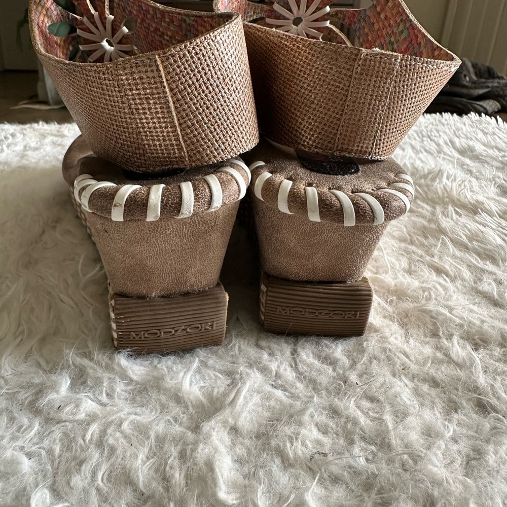 Modzori Reversible Flora-2 Sandals Sz 9 Women Cork Retro Boho Thong Cutout Wedge - Picture 10 of 15